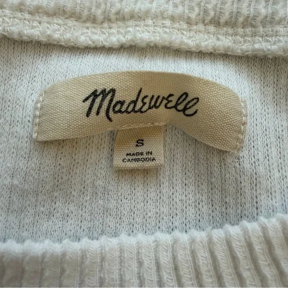 Madewell White Ivory Knot-Front Ribbed Long Sleeve Size Small Women’s - Picture 4 of 5